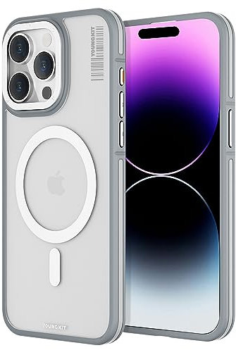 YOUNGKIT für iPhone 14 Pro Max hülle | Kompatibel mit MagSafe | Miltärisch stoßfest Hart Transluzent-matt zurück handyhülle & Magnetische Handyhülle für iPhone 14 Pro Max Titanium - Mattes Grau1