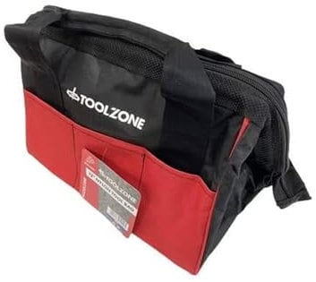 Hardys Heavy Duty Tool Bag - Tool Organiser with Lock-in-Place 12 Opening, Wide Tote with 1 Inside Pocket & 6 External Pockets - Water Resistant, 600D Nylon Fabric