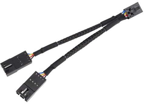 EMSea Fan Hub Splitter Adapter Cable 4P Female to Double 4P Male Fan Hub Cable Compatible with Corsair Lighting Node Pro Commander Pro Core to Standard ARGB 3 Pin