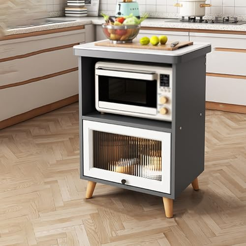 Meuble Cuisine Rangement Bas Armoire de Rangement Cuisine Colonne, Étagère de Rangement À 3 Niveaux, Meuble Cuisine Rangement pour Four À Micro-Ondes(Grey,40cm)