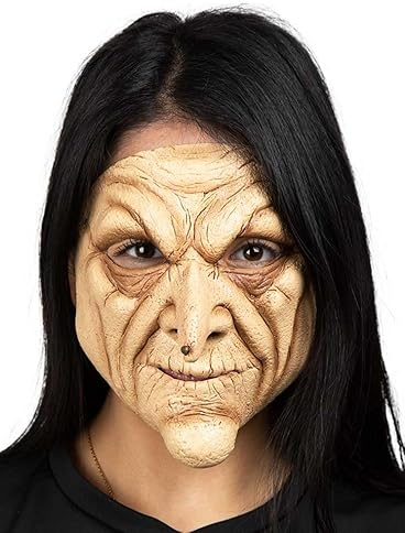 Waldschrat Hexe - Maske des Grauens aus Latex - Erwachsenen Horror Halloween Kostüm Halbmaske - ideal auch für Karneval, Motto- & Grusel-Party