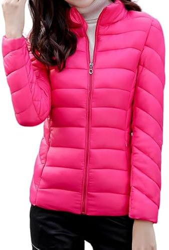 Manteau Hiver Femme Veste Manteau Chaud Doudounes Manches Longues Outwear (FR/ES, Alpha/lettres, L, Taille normale, Taille normale, Rose rouge)