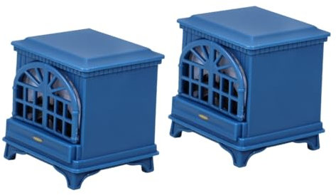 BESTonZON 2St Kamin im Puppenhaus LED-Kamin Spielzeug Kamin Blauer Kamin Puppenstube Einrichtung Kamin mit LED Mini- -Miniatur-Zubehör winziger Hauskamin Minikamin für Puppe Plastik Blue