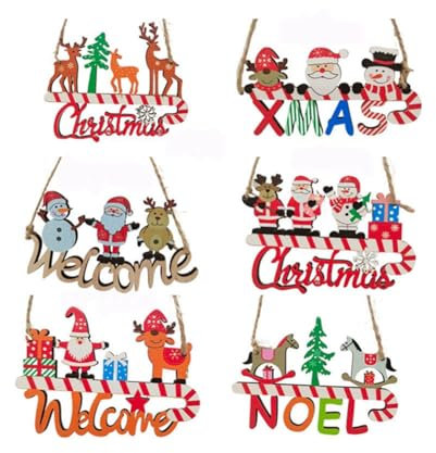 Uikdjgu Weihnachts Willkommensschild Aus mit Farbigen Buchstaben Wanddekoration für die Haustür zu Weihnachten