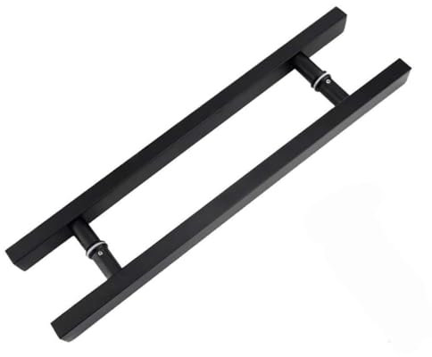 HUAGEAIDALOL Black Stainless Steel Square Tube Glass Door Handle/Barn Door Push-Pull Door Handle for Home/Office - 9 Sizes(1200 x 900mm)