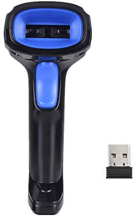 2-in-1 2,4G kabelloser Barcodescanner und kabelgebundener USB-Barcodescanner, automatischer tragbarer 1D-Barcodescanner mit wiederaufladbarem Akku, Mini-USB-Empfänger, USB-Kabel für Computer und Lap