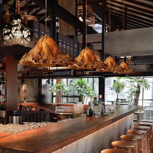 Stesulfr Rustikale Pendelleuchte Kücheninsel Bauernhaus braune Esszimmerleuchten Vintage Kronleuchter Wabi Sabi Stil hängende Deckenleuchte für Schlafzimmer Wohnzimmer Flur Restaurant Foyer(51cm)