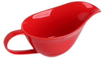Fenteer Porcelain Gravy Boat, Red, Classic, Ergonomic Handle, Large Spout, Sturdy Material, Server, 20cm x 20cm x 8cm