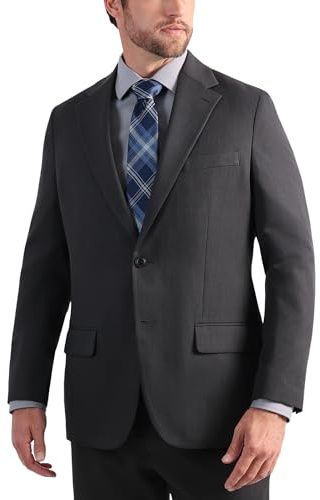 Haggar J.M Men's Plaid Stretch Classic Fit Suit Separate Jacket Dark Grey