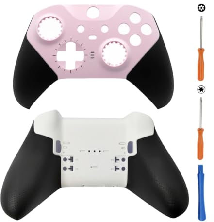 Hzxkqmil Front Back Housing Shell Case Replacement Custom Shell Cover Faceplate Accessories for Xbox Elite Controller Series 2, Pink + White