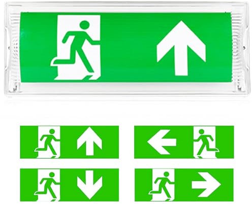 GBKDQQ LED Notbeleuchtung, Notleuchte mit Notstromakku bis zu 3h Notausganglicht Fluchtwegleuchte Notausgangsschild inkl. 4 Notausgangspiktogramm 100 Lampenperle Wasserdicht Notleuchte für Wandmontage