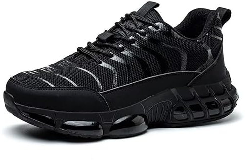 ZEPYFXIT Chaussures de Sécurité Hommes Femmes Basket Securite Embout en Acier Légère Respirantes Lacet Antidérapante Chaussures de Travail(Noir,46 EU)
