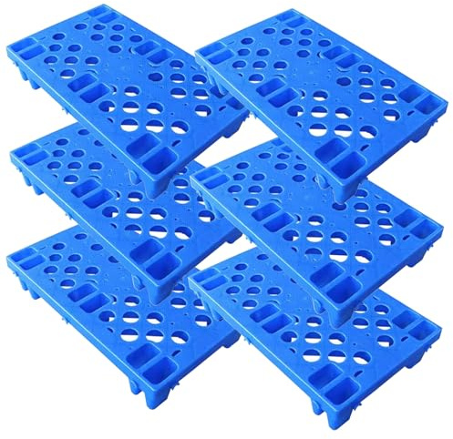 6x Paletten aus Plastik, 50x30x10cm Nestbare Bodenpaletten | Leichte Universal-Halbpalette für Supermärkte Kellern Garagen Abstellräume Kunststoffpalette