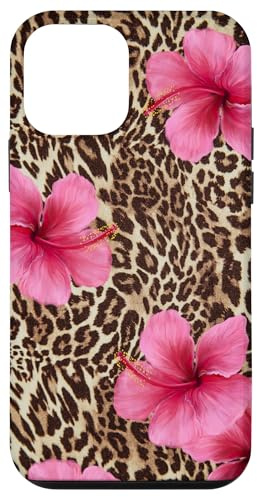 Leopard und rosa Hibiskus Handyhülle Floral Animal Print Hülle für iPhone 12 mini