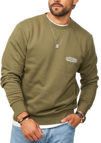 JACK & JONES Herren Sweatshirt mit Rundhals Crewneck Pullover Sweater für Männer im Regular-Fit