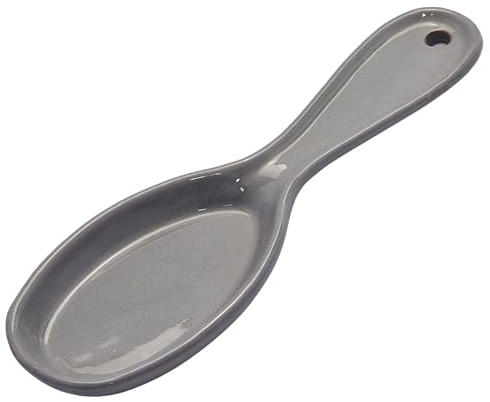 Cleminson Spanish Ceramic Kitchen Spoon Rest – Hand-Dipped and Pastel Style Utensil Holder | 27 cm, Dishwasher Safe, for Tongs, Wooden Spoons, Spatulas | Tea Bag Holder (Grey Dipped)