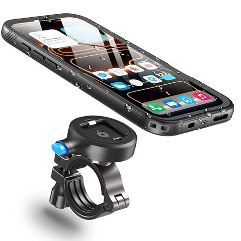 Cozycase 1S Lock/Unlock Waterproof Bike Phone Holder For iPhone 17 Pro Max | Anti Theft, Bicycle Motorbike Motorcycle Cycle Handlebar Mtb Cycling Road Mountain Bike Handle Phone Mount, Water Rain Proof