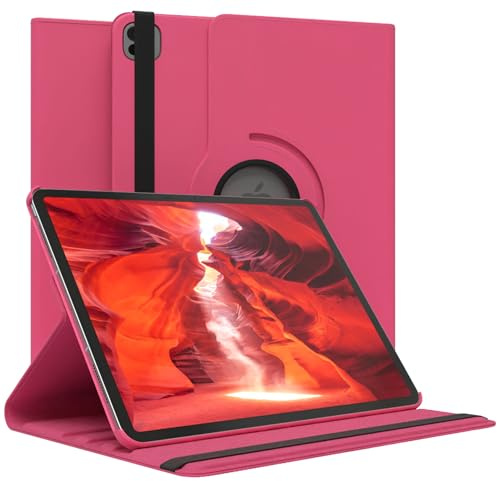 EAZY CASE - Tablet Hülle für iPad iPad Pro 13 (2025) Schutzhülle 13 Zoll Smart Cover Tablet Case Rotationcase zum Aufstellen Klapphülle 360° drehbar mit Standfunktion Tasche Kunstleder Pink
