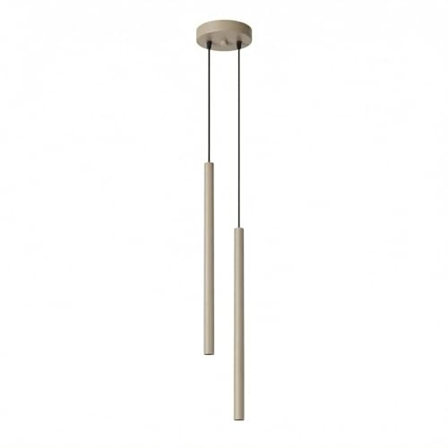 SOLLUX lighting Pendelleuchte innen LED G9 2-Flammig taupe, Pastelo | Hängelampe für Esstisch, Kücheninsel und Wohnbereich, schlanke Stahlform, ein bis drei G9 Lichtpunkte über dem Raum