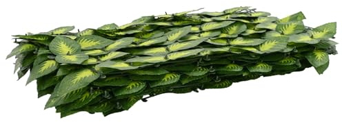 HKTMGDNG 118x59 Inch Polyethylene Artificial Ivy Privacy Screen | Includes 36 green and yellow faux leaf panels designed for covering balcony railings and garden fences.