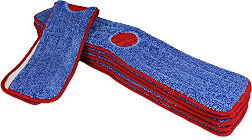 CleanAide Lot de 6 serpillères en microfibre avec brosse à récurer 45,7 cm Rouge
