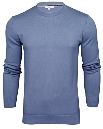 Xact Men’s 100% Cotton Premium 12-Gauge Knit Crew Neck Jumper – Lightweight Soft Pullover Sweater for Smart Casual (Royal Blue) XXL