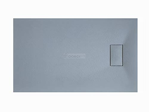Piatto doccia 90x120 Grigio cemento H.2.6 cm effetto pietra ardesia SMC in resina termoformata.