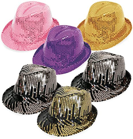 KarnevalsTeufel.de Paillettenhut, sortierte Farben, Gr. 58 cm, Partyhut, Karneval, glitzer, Pailletten (lila)