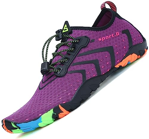 SAGUARO Chaussures Aquatiques Homme Femme Chaussure d'eau Respirant Chaussures de Plage Séchage Rapide Chaussures Mer pour Plongée Nautiques Baignade Riviere St.1 Violet GR. 40 EU
