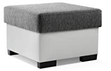 Pouf Hocker mit Stauraum Sitzhocker Sofa Couch Puff Hocker Fußbank aus Leinen und Massivholz Sitzbank Aufbewahrungsbox mit Decke Cobby