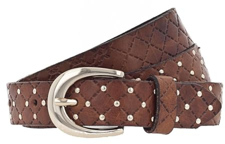 b.belt Lilou Gold Leder-Nietengürtel W105 Cognac