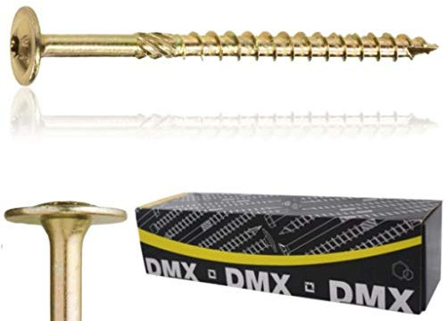 CT Lot de 50 vis à tête plate Torx TX avec tête plate Jaune galvanisé 8 x 160 mm