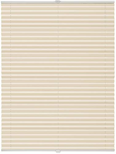 ondeco Plissee Klemmfix auf Maß für alle Fenster innen, ohne Bohren, Montage Klemmträger Sonnenschutz Sichtschutz Rollo Blickdicht Hellapricot B: 121-130 cm, H: 40-100 cm