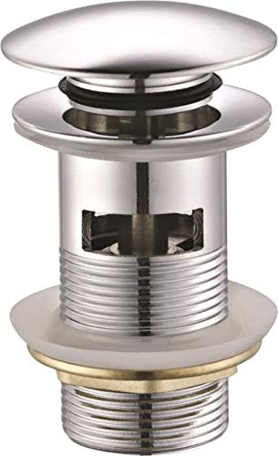 PROKIRA® Bonde de lavabo Push Up en laiton massif chromé avec trop-plein.