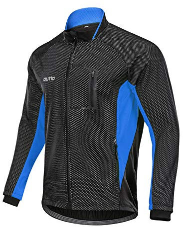 LDLXDR Radsport-Anzüge für Herren- Herbst- und Winter-Langarm-Fahrradjacke sowie Samt, Winddicht und warm,Blue,4XL