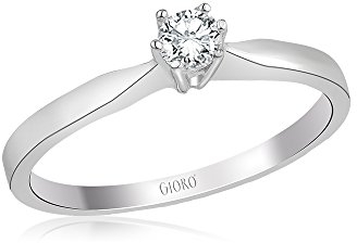 GIORO Ambra Verlobungsring/Solitär in 585 Weissgold mit 0,12ct Brillant (53 (16.9))