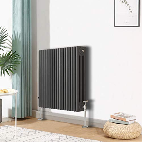 Blümme Traditional Horizontal Cast Iron Radiator Central Heating Radiators Anthracite Triple Column 600 x 830mm