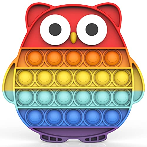 BDwing Silikon Push Bubble Sensory Pop Fidget It Toy, Farbenfroh Baby Spielzeug, Angst Relief Finger Spielzeug Antistress Geschenk für Jungen, Mädchen, Gesellschaftsspiele für Kinder(Eule)