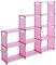 ESTEXO Treppenregal Stufenregal Regal Bücherregal Schrank Bücherschrank Standregal Wandregal Stoffregal 9 Fächer Pink