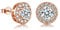EPIRORA Silver Stud Earrings for Women Girls, Sterling Silver Round Halo Cubic Zirconia Studs, Dainty Bridal Diamond Stud Earrings Jewellery Set for Wedding Anniversary (Rose Gold)