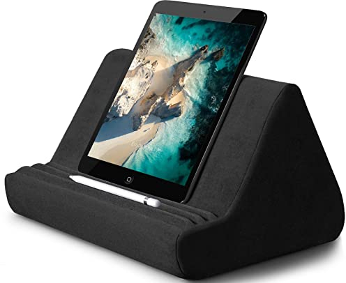 Transplant Soft Tablet Stand Pillow with Pocket, Multi-Angle Lap Stand, Book Couch Wedge Holder, Lazy Holder for Tablet/iPad/E-Reader/Bed Sofa/Smartphone/Books (Black)1
