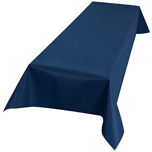 Sensalux Vlies-Tischdecke mit 45% Recyclatanteil, abwaschbare Tischdecke mit Lotuseffekt, 1,5m x 3m Dunkelblau