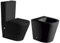 Pack Wc Inodoro NEGRO MATE Completo Redondo Rimless de Fondo Reducido con Cisterna y Tapa Extrafina con Caída Amortiguada + Bidet NEGRO MATE a Suelo de Baño Redondo