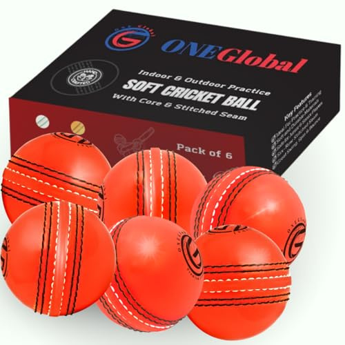 ONEGlobal Incrediball Soft Practice Cricket Ball | Outdoor & Indoor Rubber Cricket Ball With Core & Stitched Seam | For Practice, Training & Family Fun | Senior & Junior Size