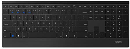 Rapoo Portugiesische QWERTY-Tastatur (mit Multimode-Bluetooth-Technologie und 2,4 GHz, ultradünne Tastatur mit 4,5 mm), Schwarz
