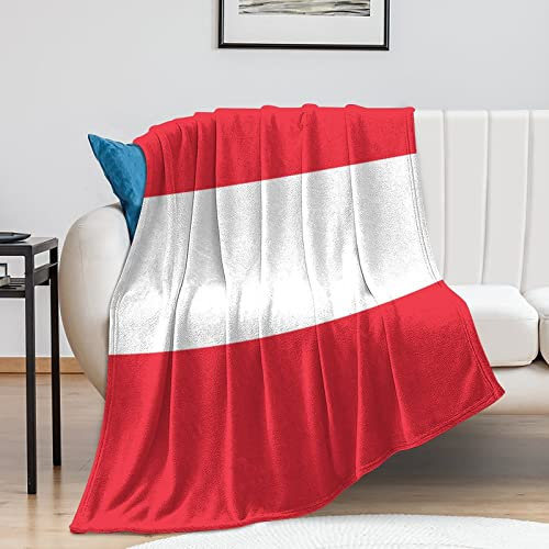 Flanelldecke, Flagge Österreich, Couchdecke, internationaler Urlaub, luxuriöse Mikrofaser, weiche Decke für Schlafzimmer, Wohnzimmer, Couch, Sofa, Bett, 101,6 x 127 cm