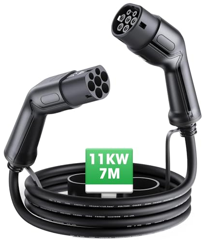 Workersbee Typ 2 EV Ladekabel, EV Elektrofahrzeug Ladekabel, 16A&480V, Dreiphasig, 11KW, Kompatibel mit allen EVs/HPEVs mit Typ 2 Schnittstelle, 7M