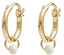 Ohrringe Damen Set, Sterling Silber Perle Creolen Ohrringe Gold Weiß Perle