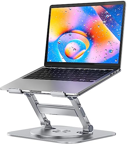 MCHOSE Laptop Stand for Desk, H-Design Computer Laptop Holder, Ergonomic Laptop Riser with 360° Rotating Base, Adjustable Laptop Stand Compatible with MacBook Pro/Air, All 10-17” Laptops, Silver