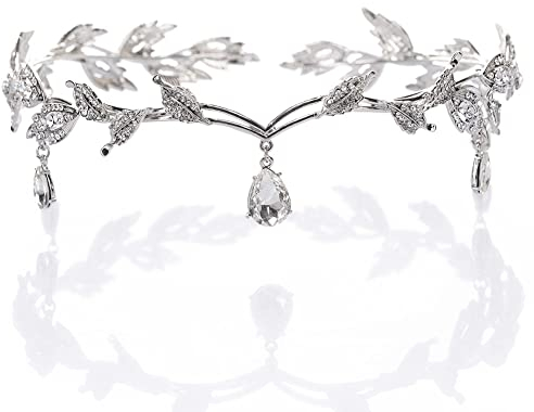 Tiara de Cristal de Boda Tiara de Corona del Rhinestone de Tiara Hermosa de Boda de Moda Tiara Nupcial de Princesa Tiara de Cristal de Mujeres（Plateado）